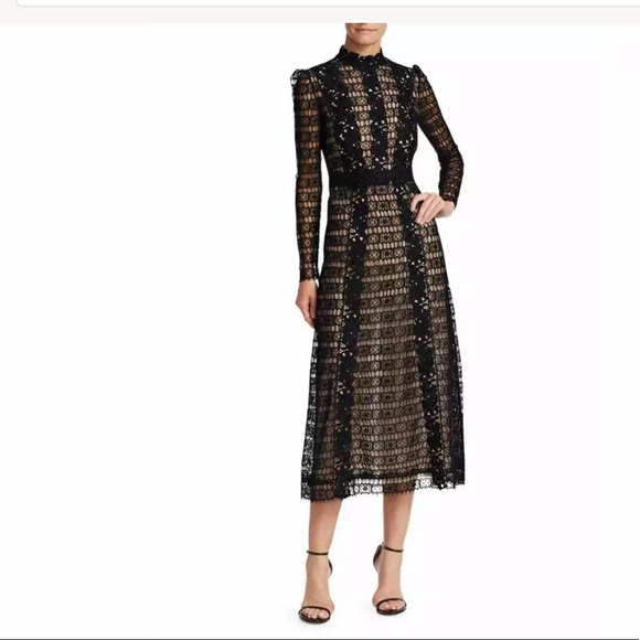 GIAMBATTISTA VALLI Dresses & Skirts - GIAMBATTISTA VALLI Black Floral Lace Midi Dress 10
